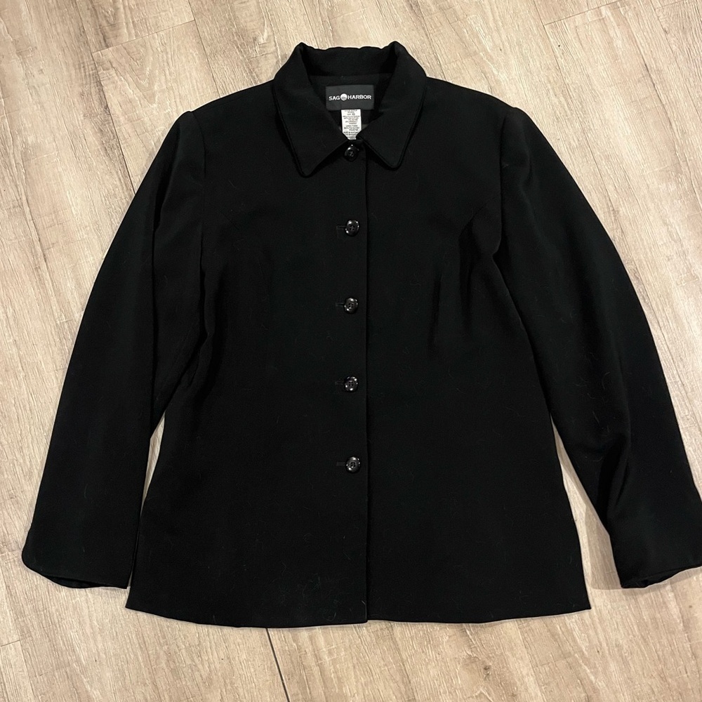 Sag Harbor Black Button Up Women’s Blazer 10 - Picture 11 of 15